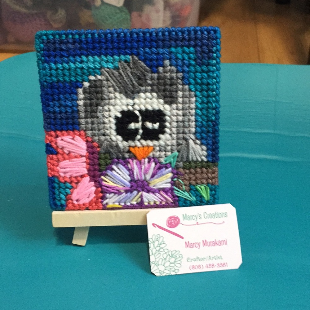 Owl 🦉 in Flowers 💐 Stitch Art 🖼❤️